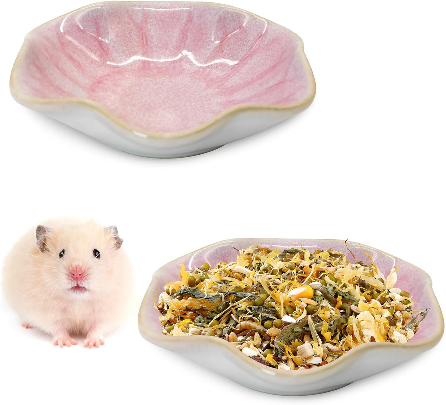 Plato cerámica hámster 4.5pulg 2 Pzas rosa