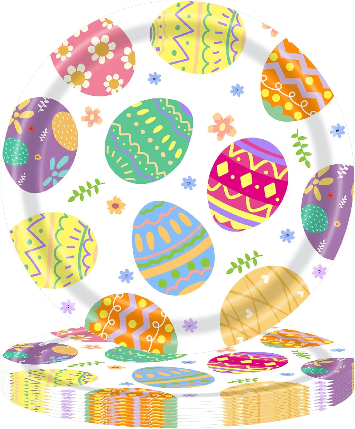 20 platos grandes de papel de Pascua redondos y de postre