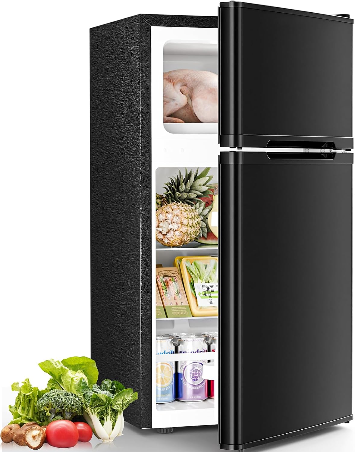 Mini refrigerador doble puerta 2.45pies3 termostato ajustable