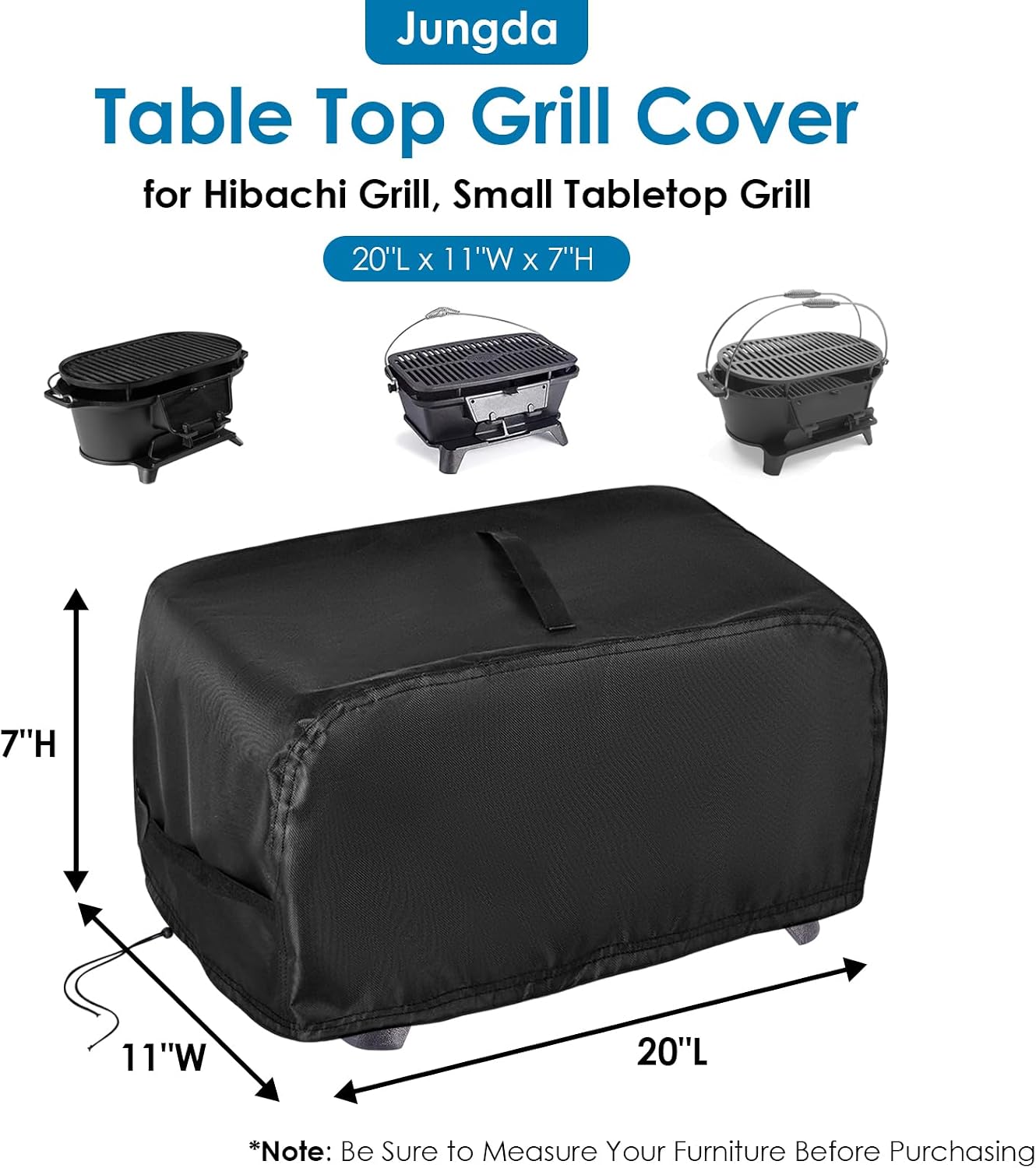 Cubierta parrilla Hibachi 20x11x7pulg impermeable