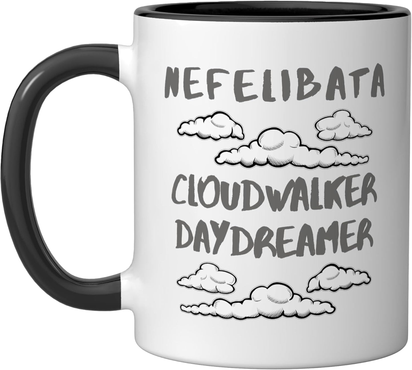 Taza cerámica Nefelibata Cloudwalker Daydreamer negra/blanca