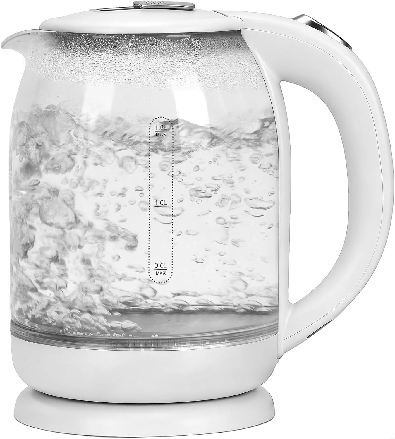 Hervidor eléctrico acero inox 304 vidrio borosilicato 2L blanco