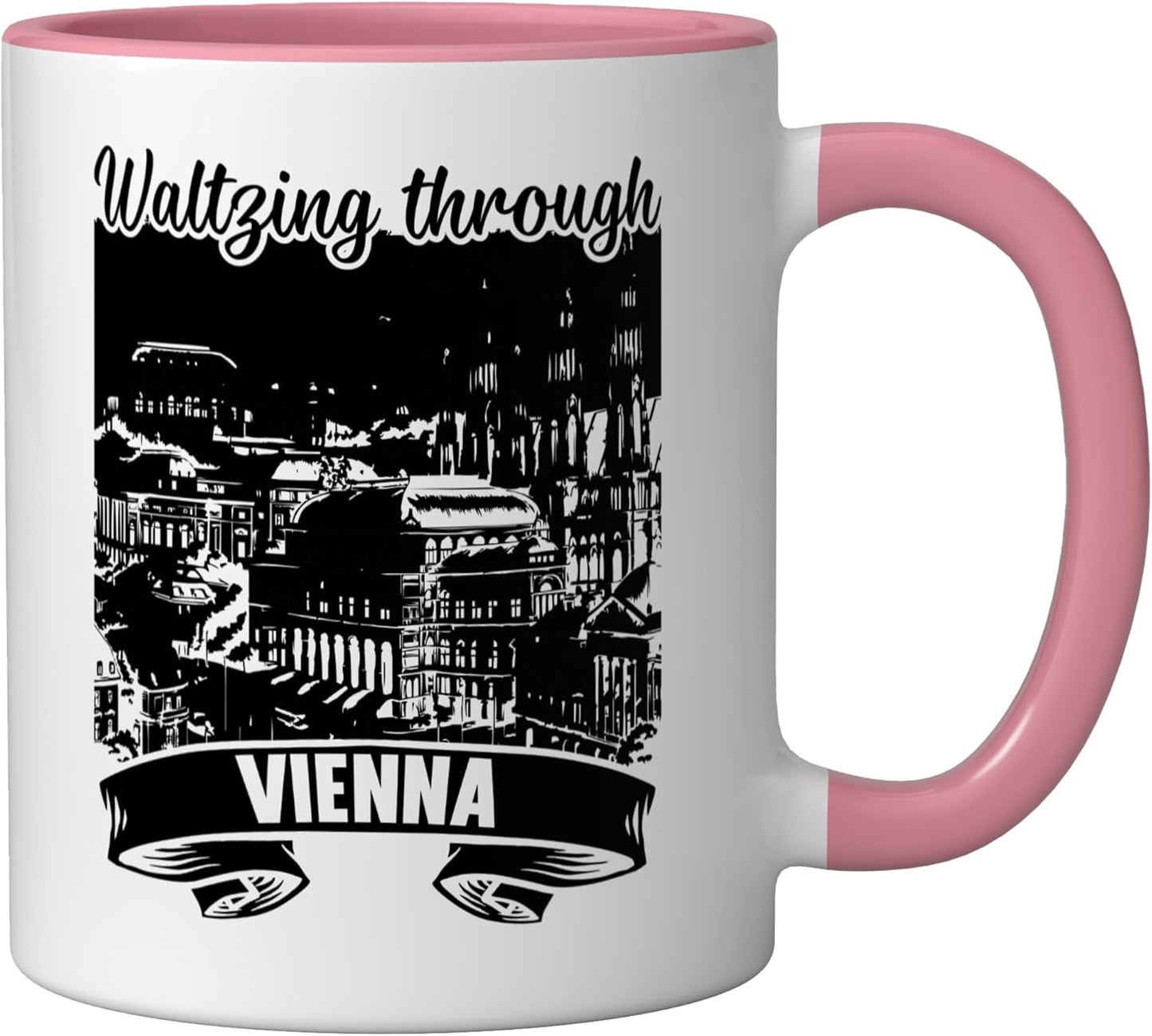 Taza Cerámica Austria Viaje Rosa/Blanco