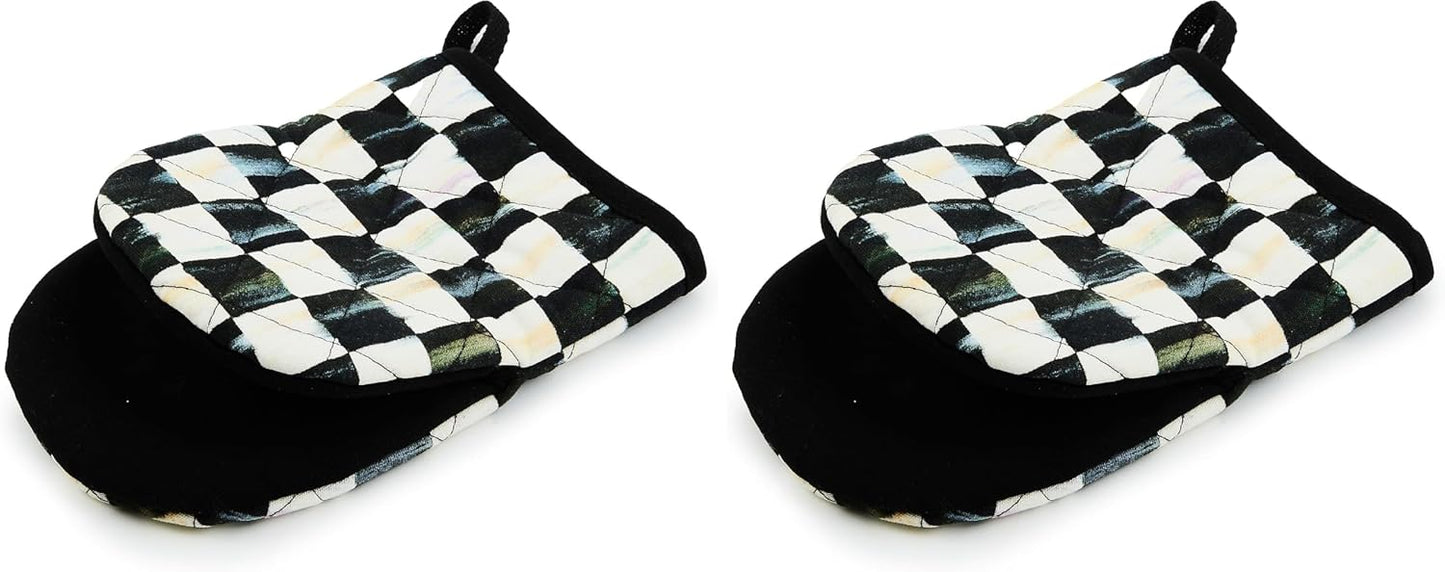 Manopla horno cuadros blancos y negros set 2