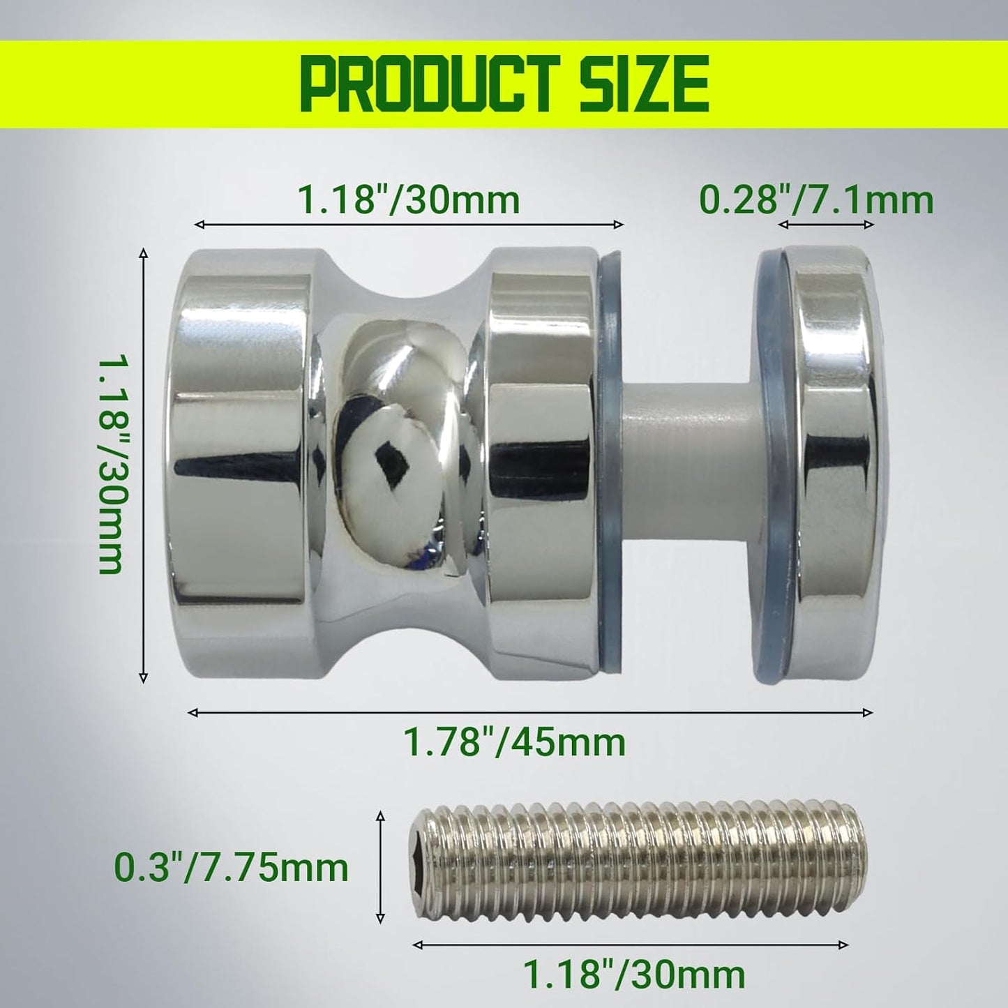 Manija puerta ducha acero inox perilla cromada