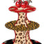 Soporte para cupcakes con lazo de cereza y guepardo rojo y negro 3 niveles