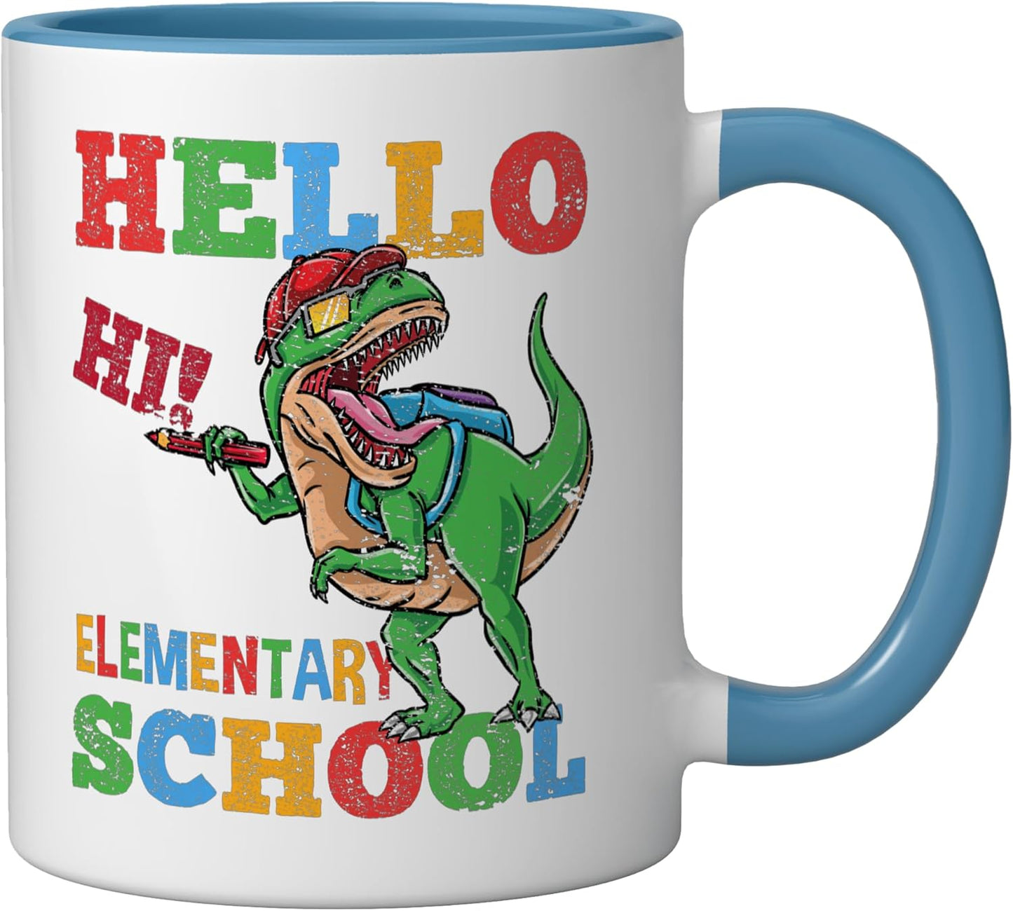 Taza Cerámica T-Rex para Niños Azul Blanco