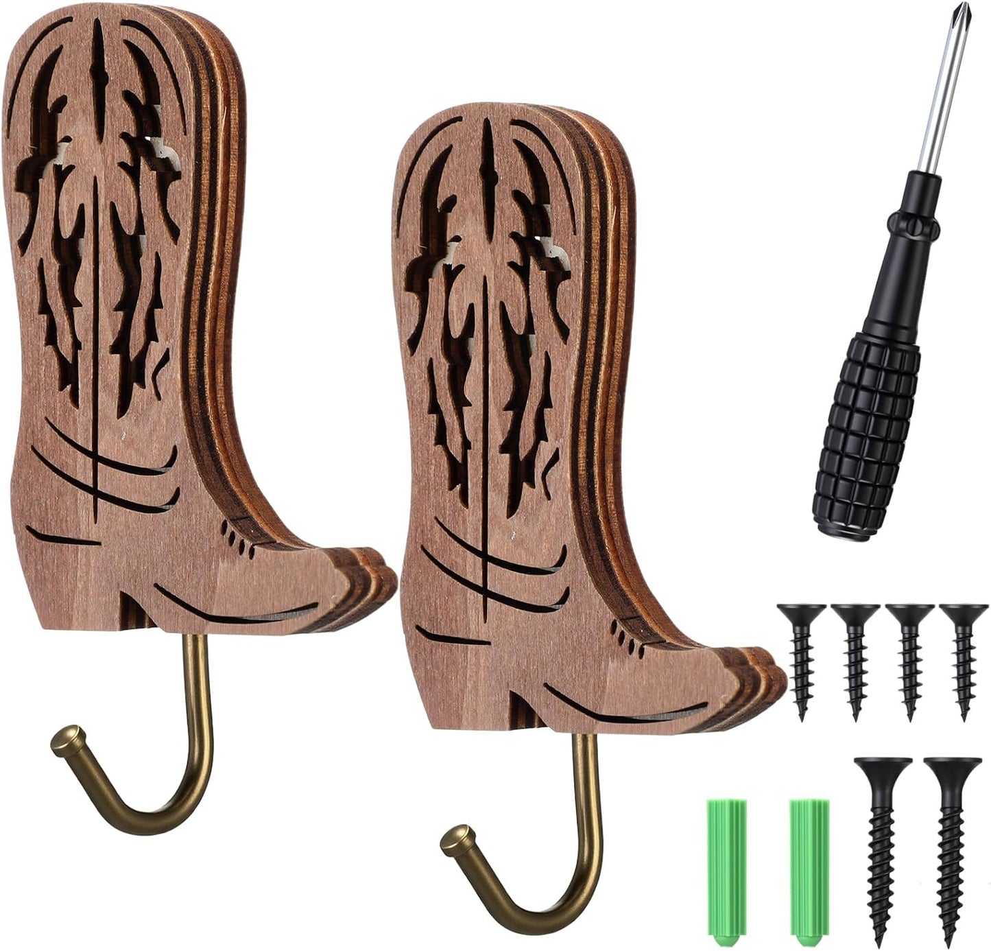 2 Ganchos Madera Soporte Botas Vaquero Llaves Hogar