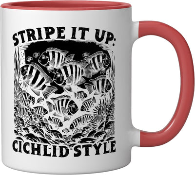 Taza Cerámica para Peces de Agua Dulce Roja/Blanca
