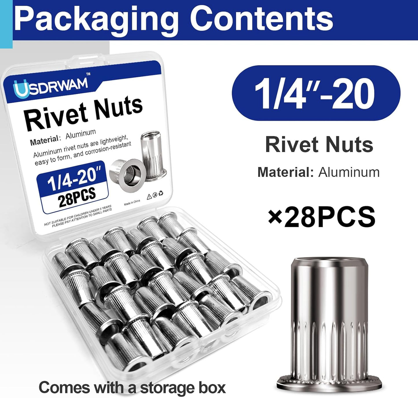 Tuercas de remache aluminio UNC 28 Pzas