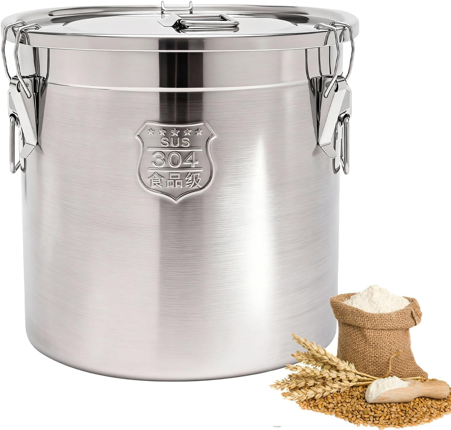 Recipiente hermético acero inox 33L con tapa y clips
