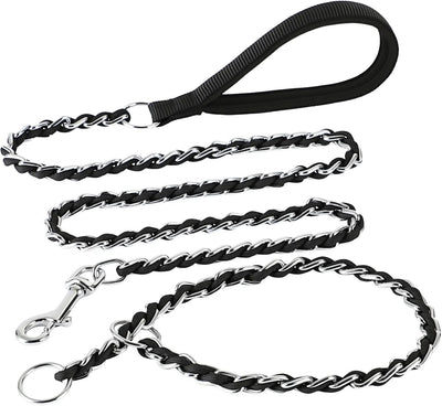 Correa metal perro antimordidas collar cadena P 2-4 pies