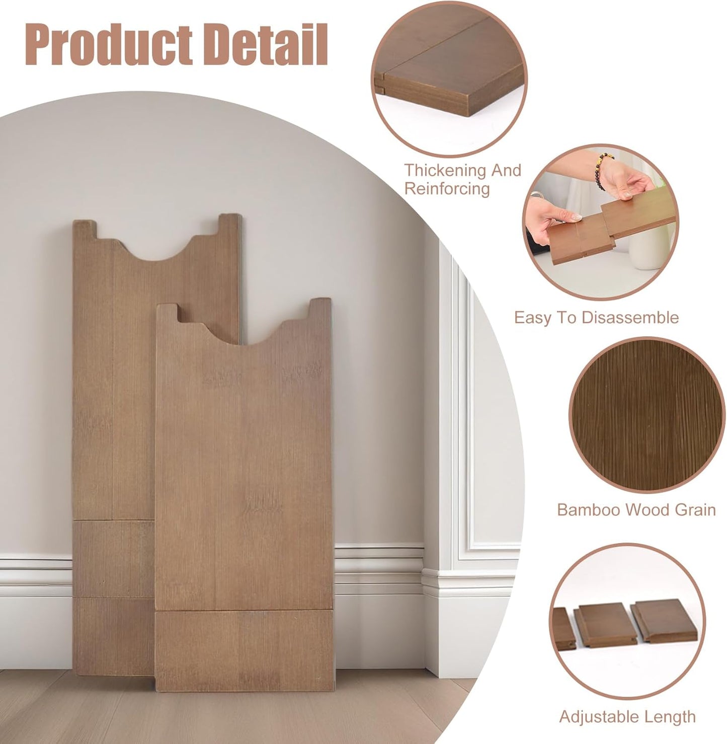 Espaciador pared para sofá bamboo ajustable antichoque