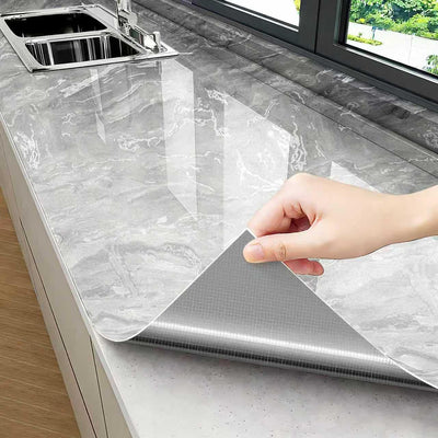 Adhesivo cocina mármol gris brillante impermeable 15.7x118pulg