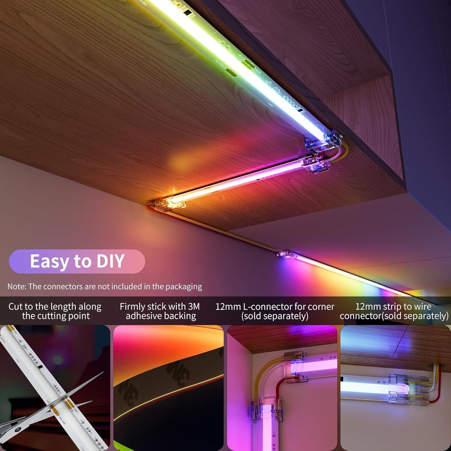 Cadena luces LED COB RGBIC USB 3.3pies control tactil