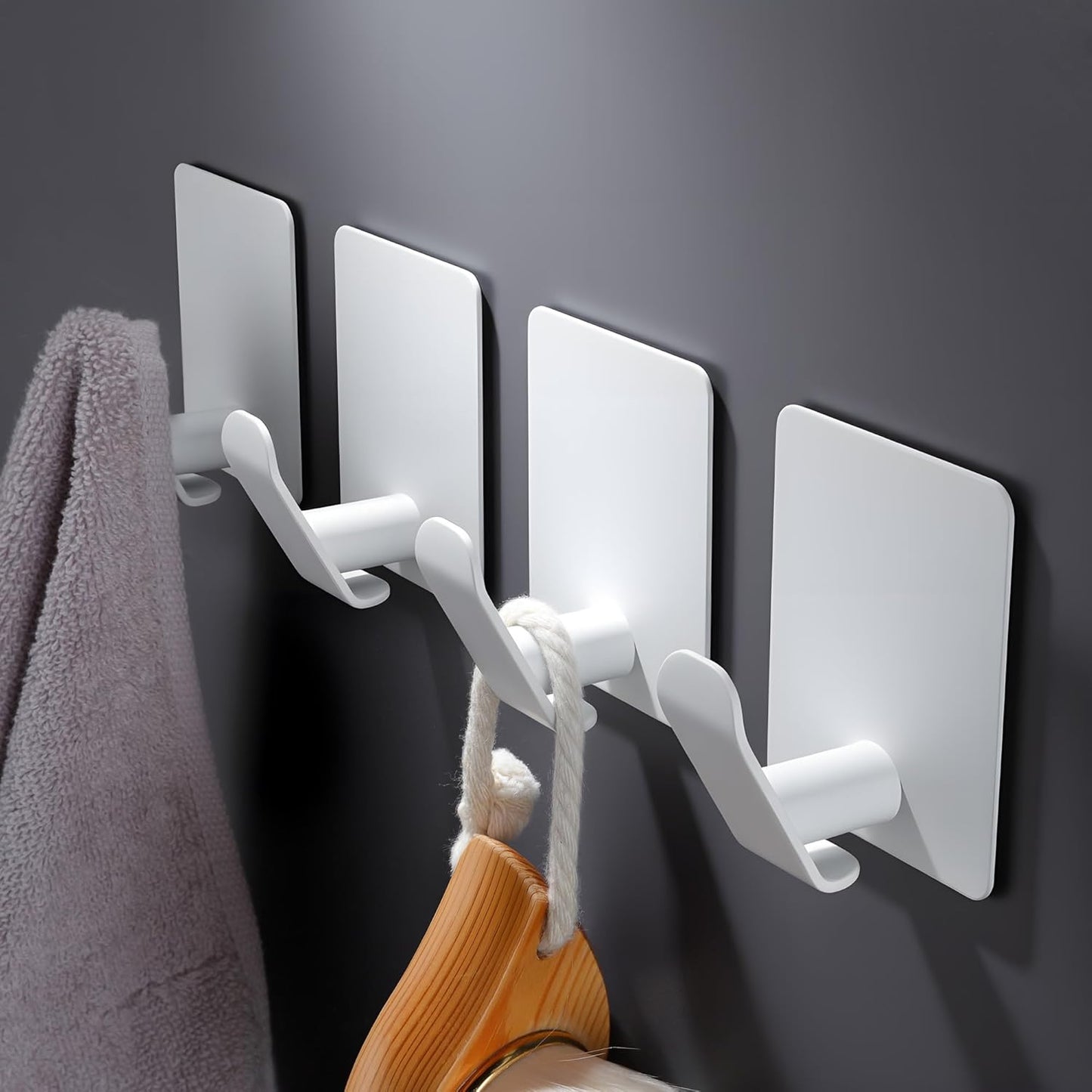 Pack 4 Ganchos Adhesivos Blancos para Toalla Baño Cocina