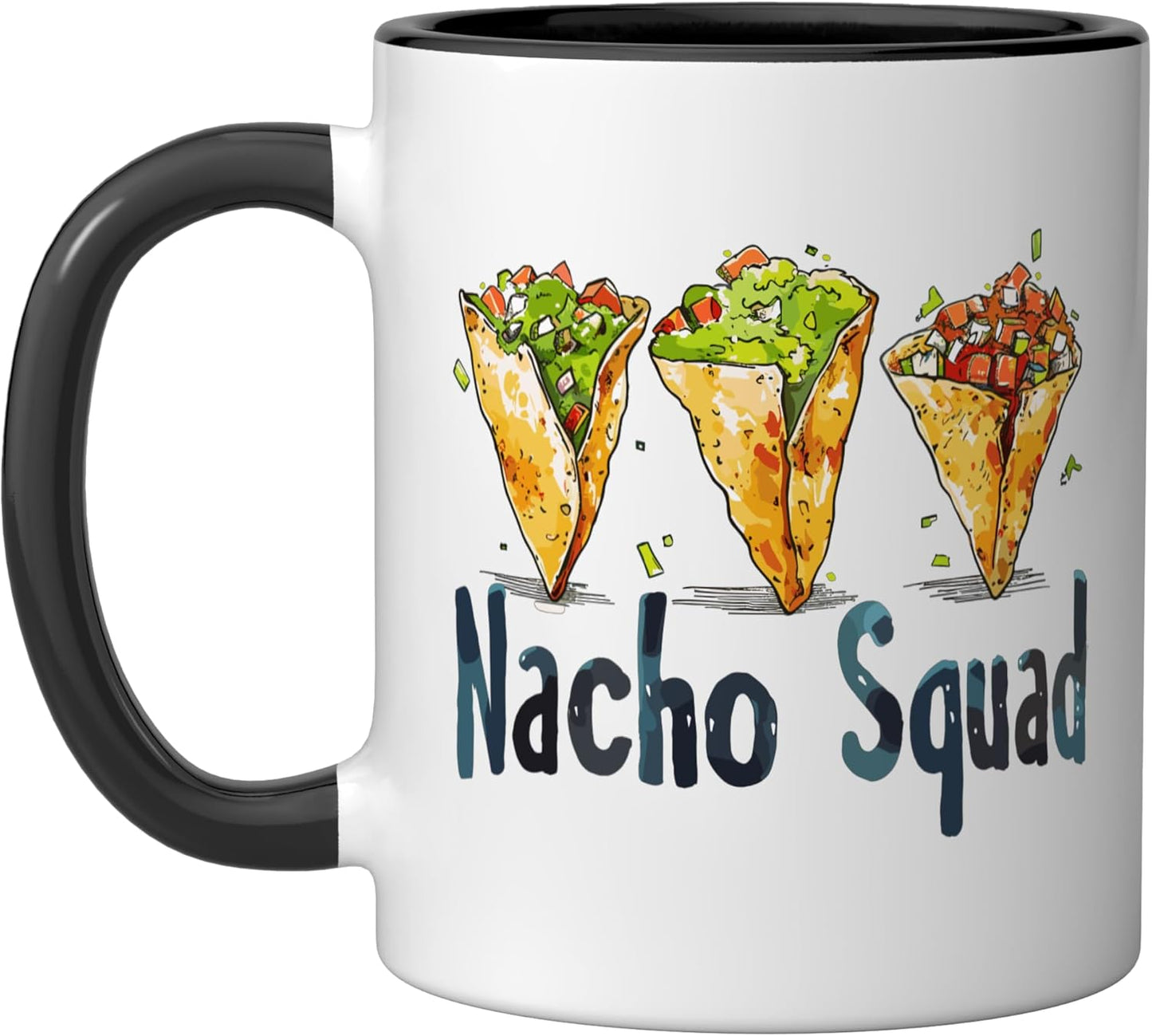 Taza cerámica Nacho Squad Stuff negra/blanca para nachos