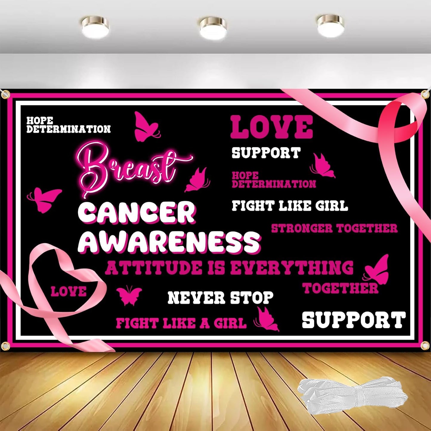 Fondo cinta rosa octubre cáncer mama 71x43pulg 19.7ft