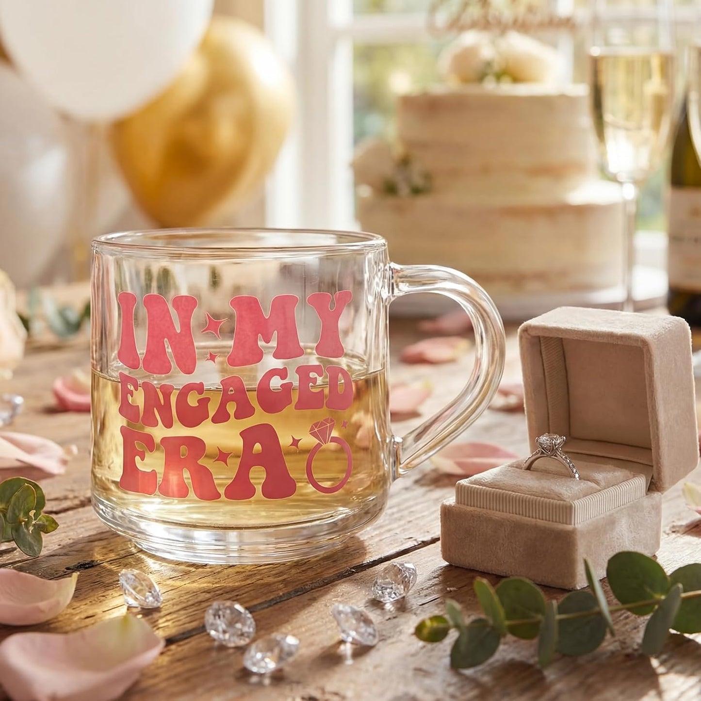 Taza de vidrio regalo compromiso mujer despedida de soltera