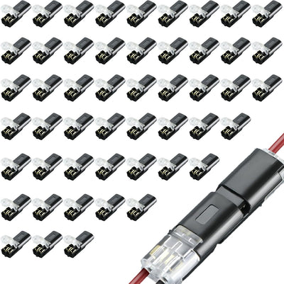 50 Conectores LED Tira Luz Doble Cable 2 Pines Hebilla
