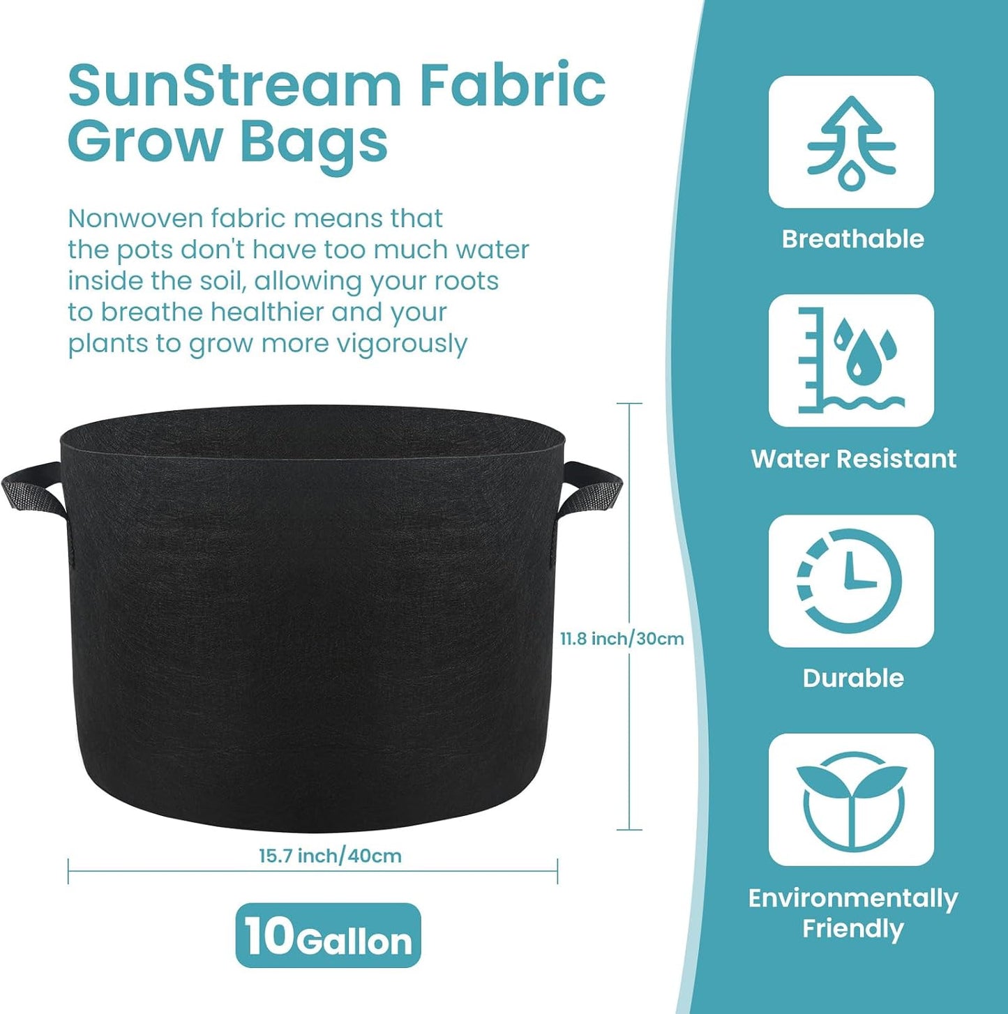 Bolsas cultivo 10gal pack 10uds tela no tejida con asas