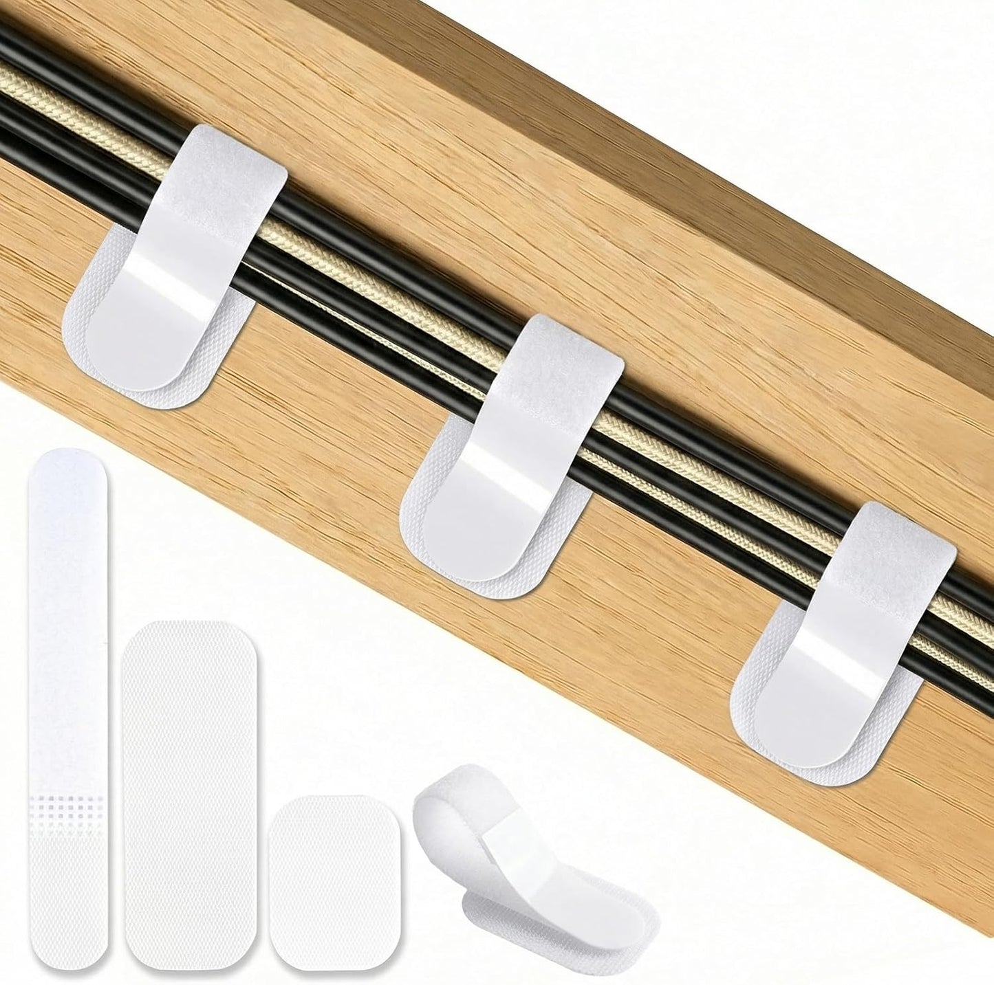Set 20 clips cable para escritorio ajustables reutilizables