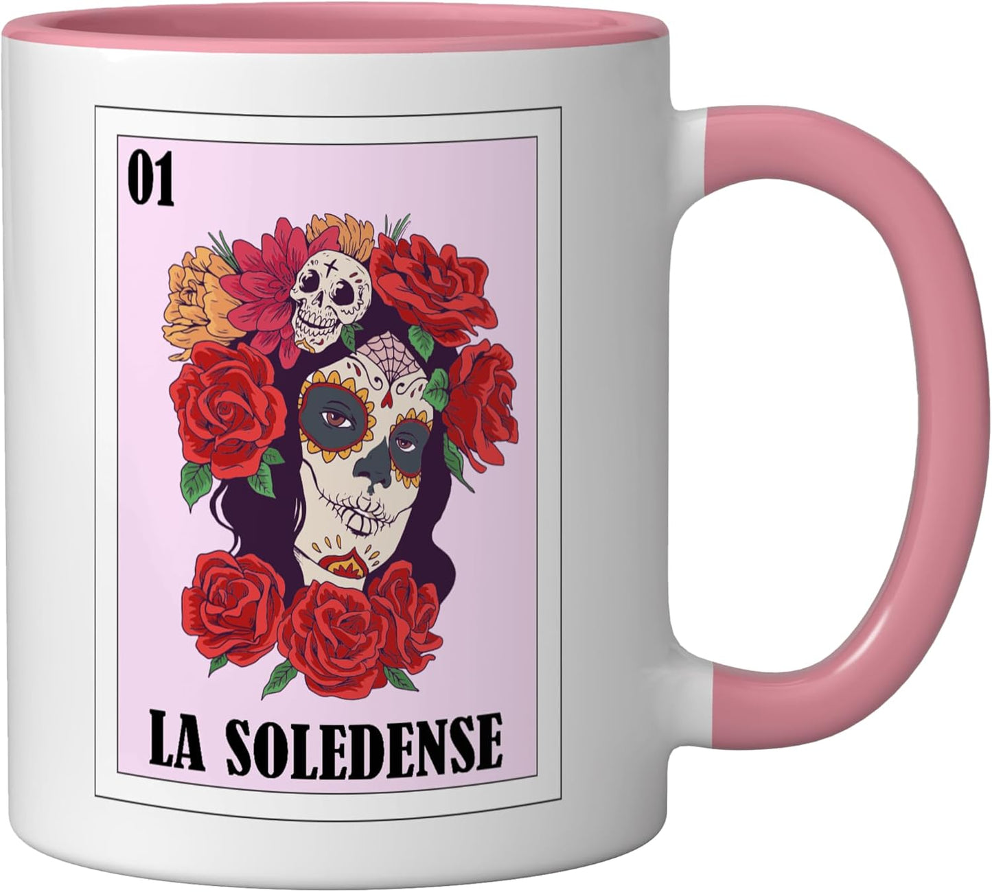 Taza cerámica Funny Soledad de Graciano Sánchez México Rosa/Blanca