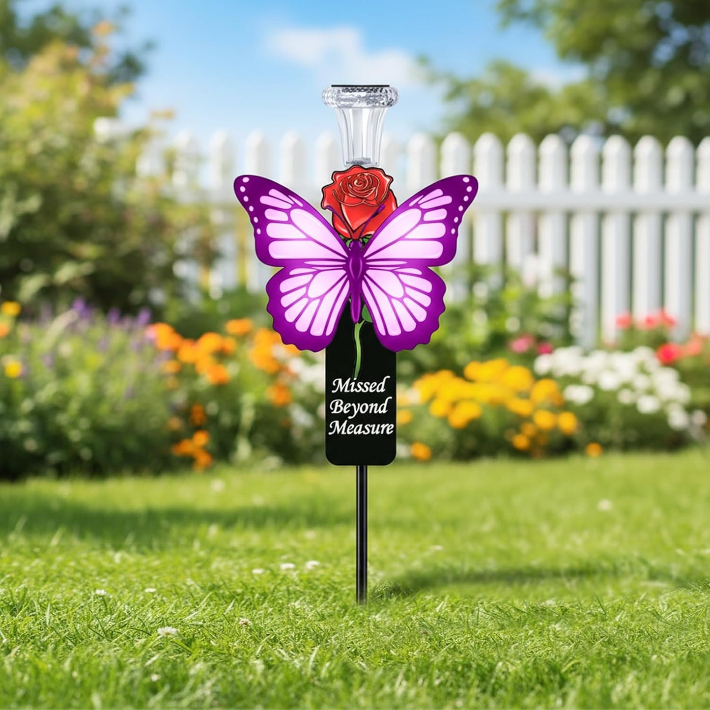 Estaca mariposa morada decoración tumba regalo condolencias