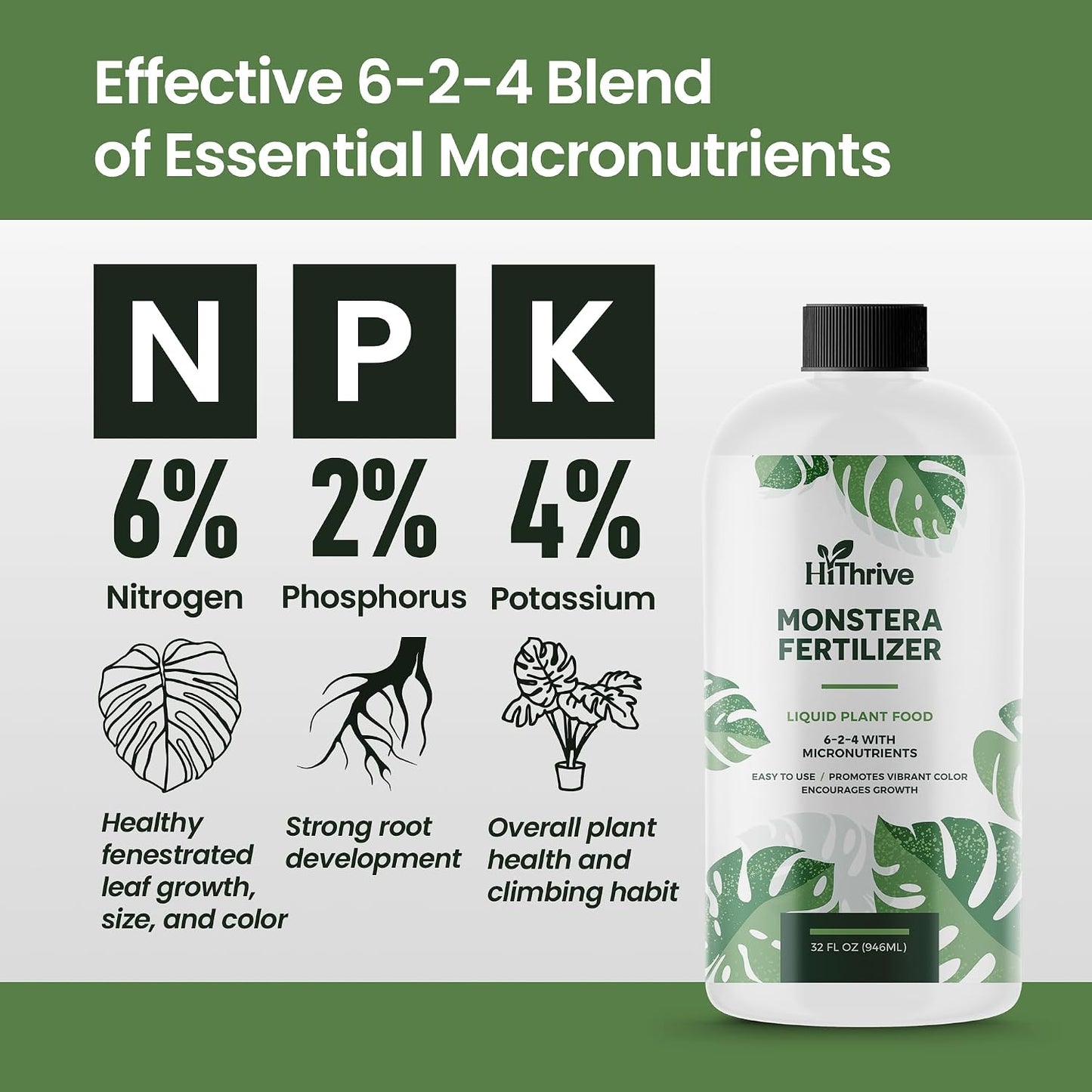 Fertilizante líquido Monstera 32oz NPK 6-2-4