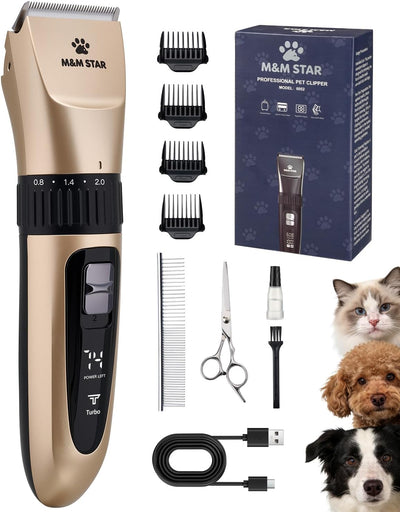 Kit aseo perros cortadora pelo inalámbrica IPX7 recargable