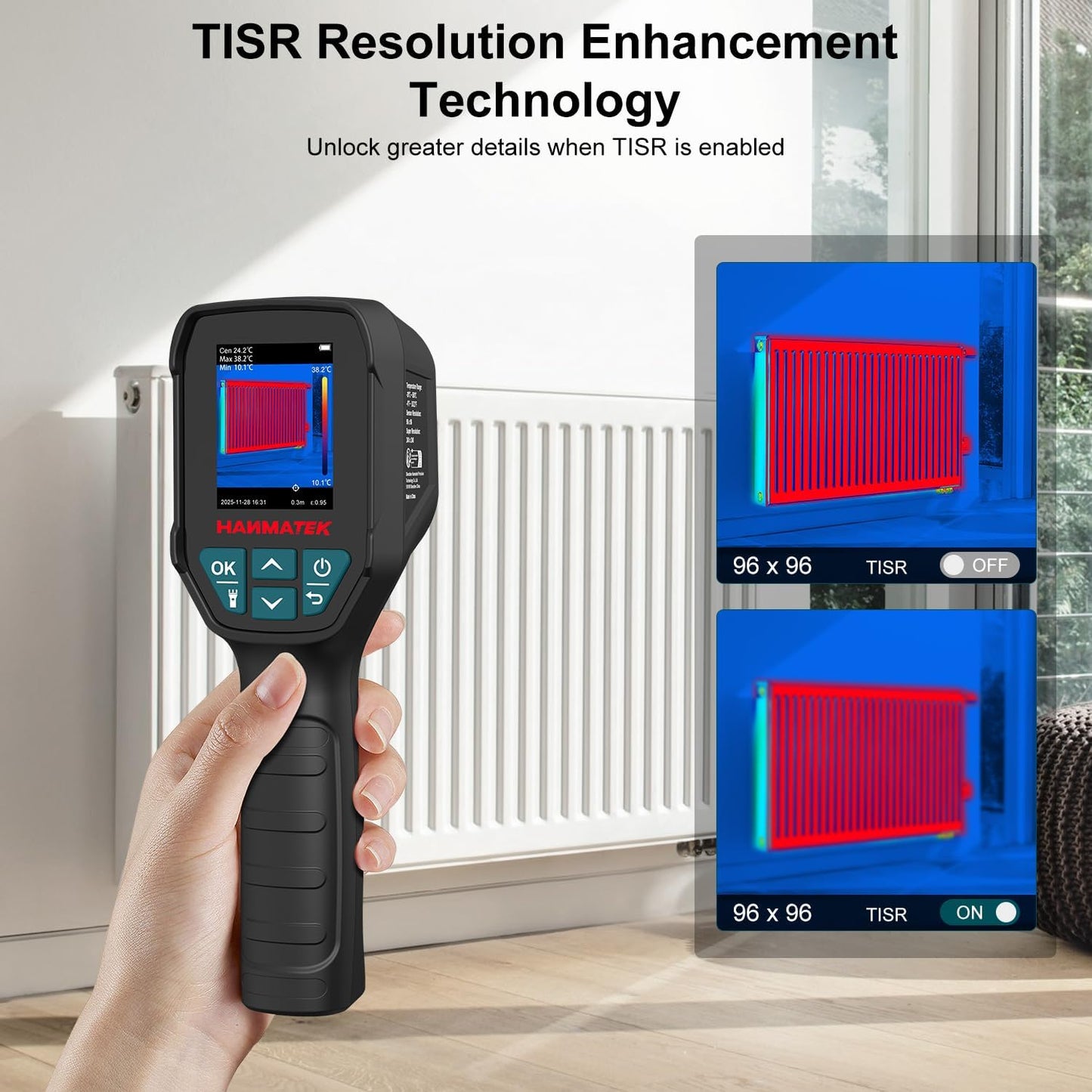 Cámara termográfica sensor IR 96x96 resolución 240x240 -4°F a 1022°F