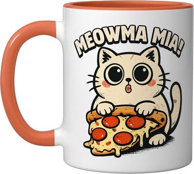 Taza Cerámica Gato Comiendo Pizza Meowma Mia