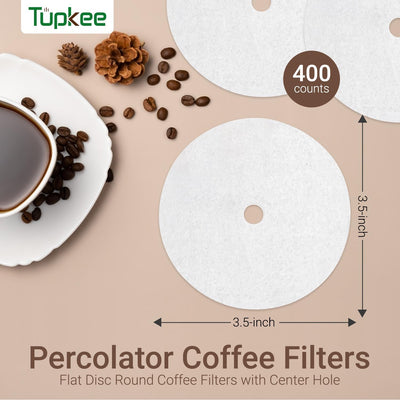 Filtros de café percolador Tupkee redondos blancos sin cloro 400 unidades