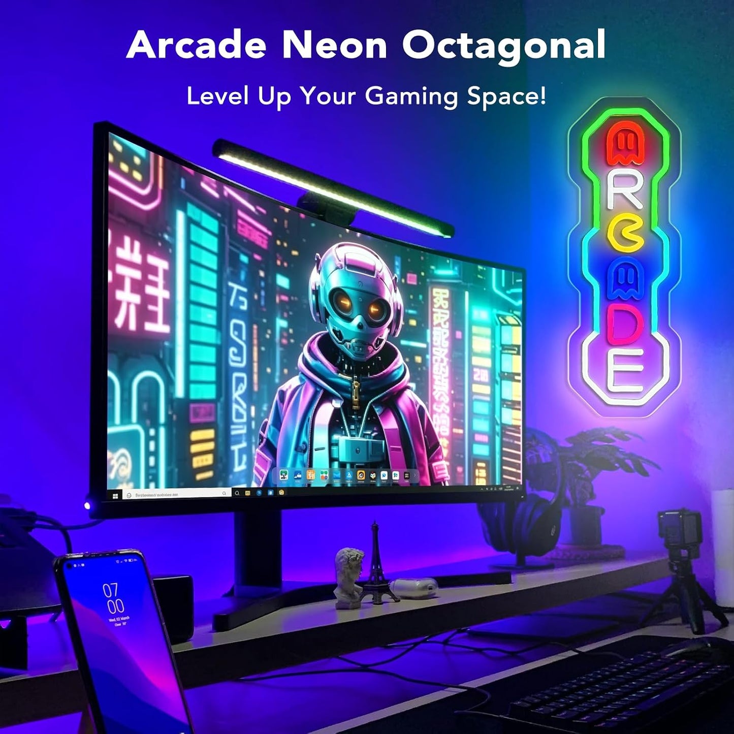 Letrero neón LED regulable USB para salas de juegos y dormitorios