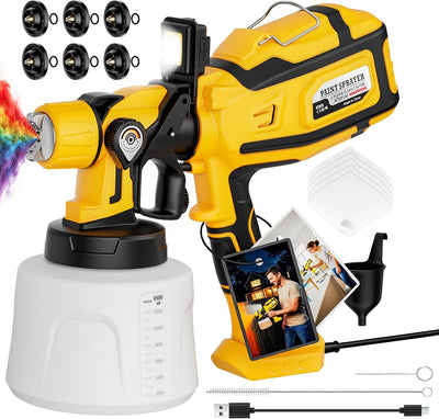 Pulverizador pintura 1000W 47oz 6 boquillas cobre LED ajustable
