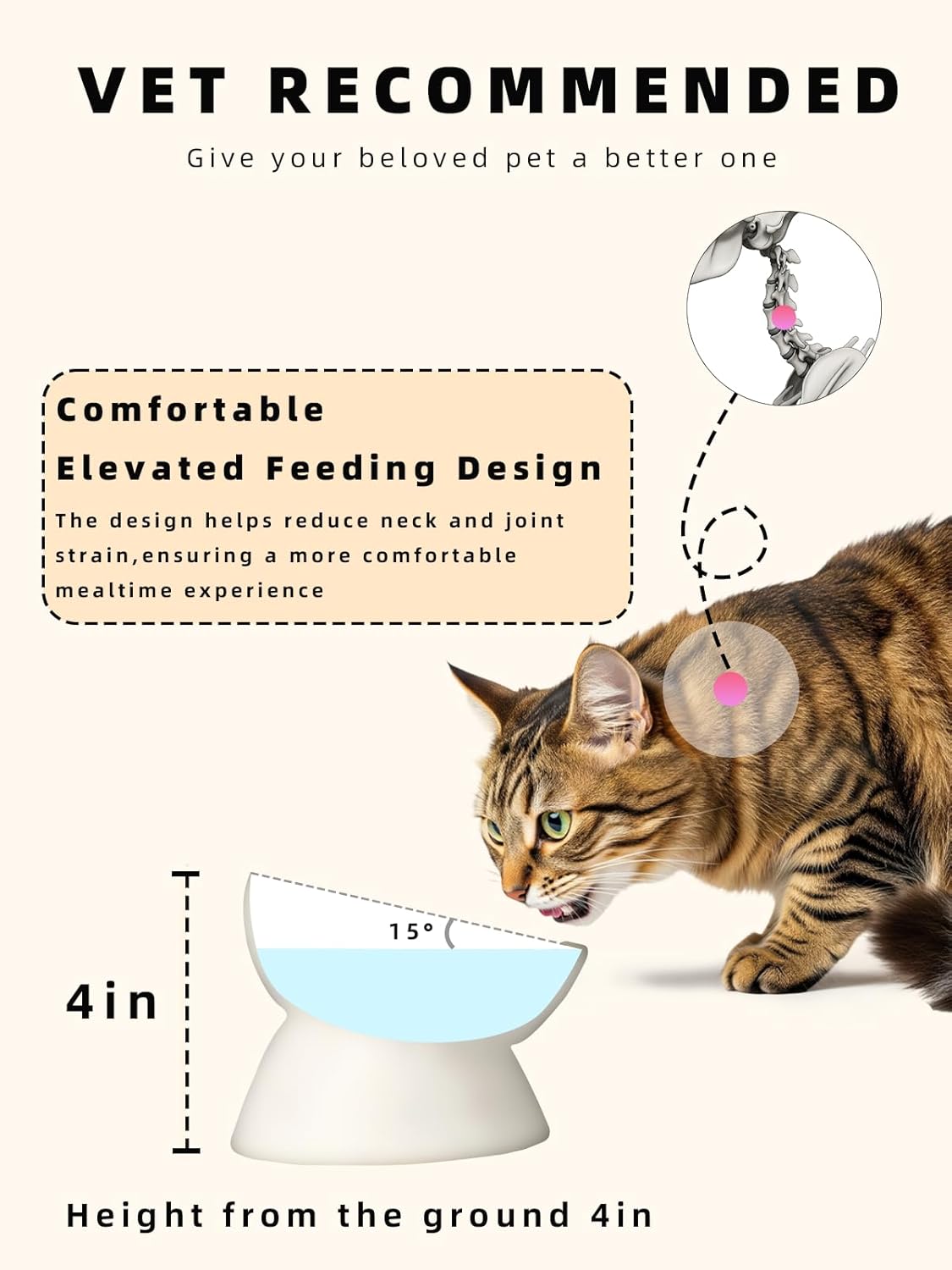 Cuenco elevado cerámica para gatos perros pequeños 15°