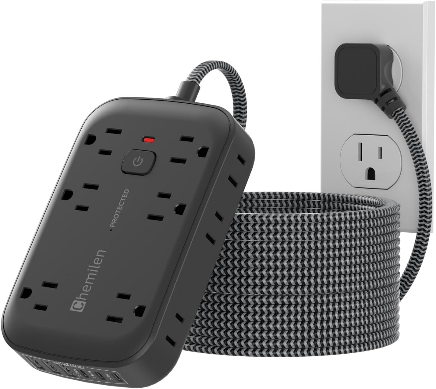 Regleta sobretensiones con 6 USB 3 USB C y 12 tomas 15ft