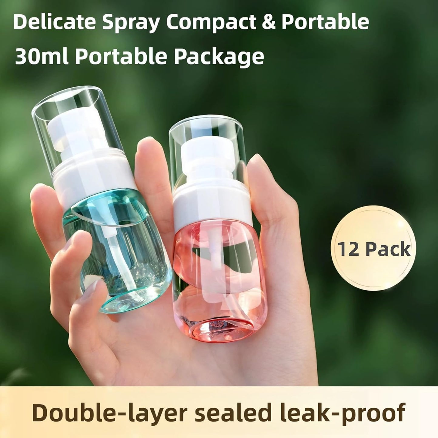 Botella spray viaje 1oz TSA aprobada plástico antifugas