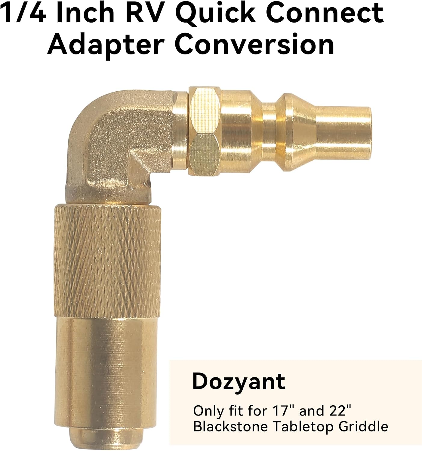 Adaptador RV 1/4pulg codo latón propano parrilla 17-22pulg