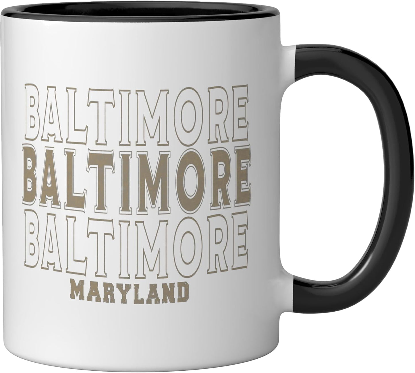 Taza Cerámica Vintage Baltimore Md Negro/Blanco
