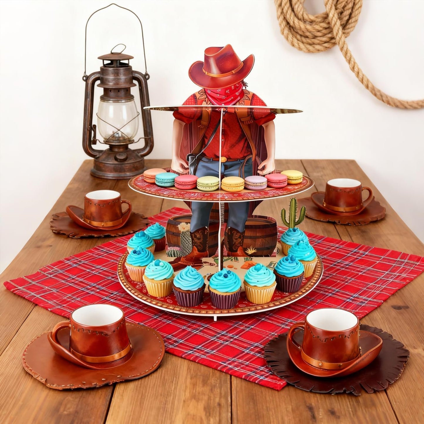 Soporte para cupcakes temática occidental decoración fiesta