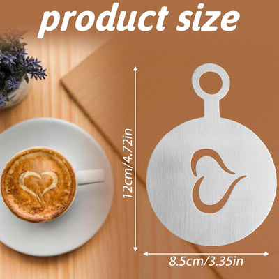 4 Plantillas Café Arte Leche Acero Inox Reutilizables Plateado