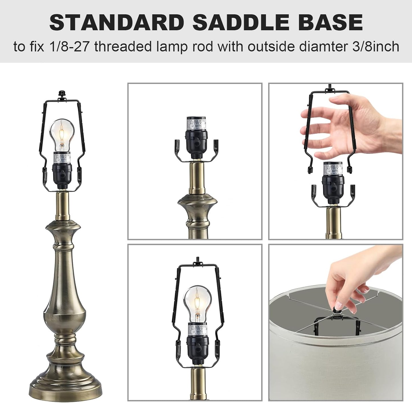 Kit adaptador soporte lámpara 7-10 pulg ajustable E14 E26 E27 negro