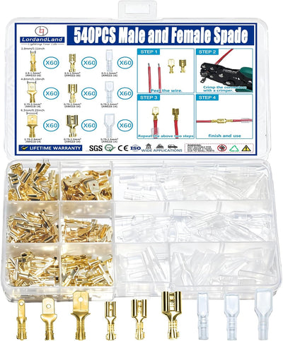 Kit conectores macho hembra 0.110-0.248pulg con manga aislante