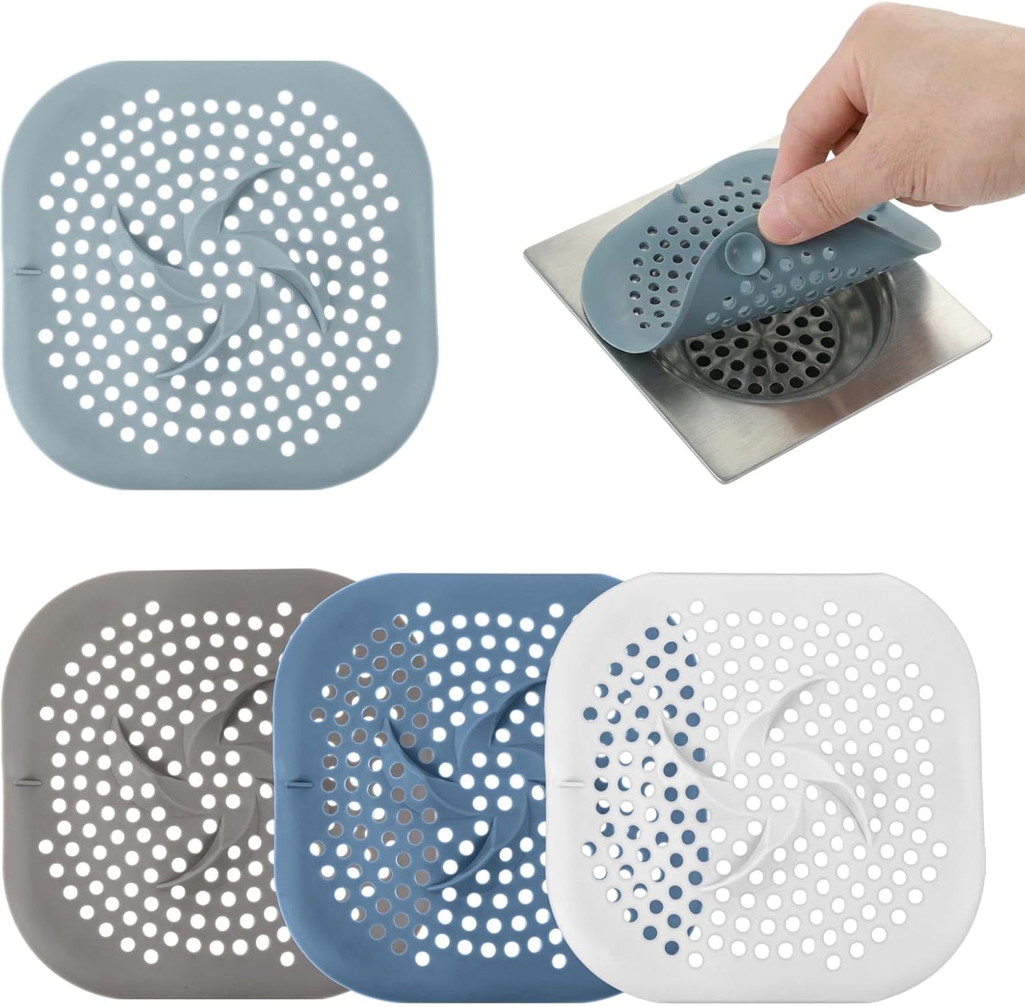 4 Pzas Drenaje Ducha Silicona Con Ventosas Fácil Limpiar