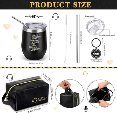 Set 3 artículos aseo cuero vaso acero inox 12oz llavero negro
