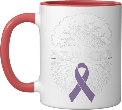 Taza Cerámica Mes de Conciencia Sobredosis Púrpura Rojo/Blanco