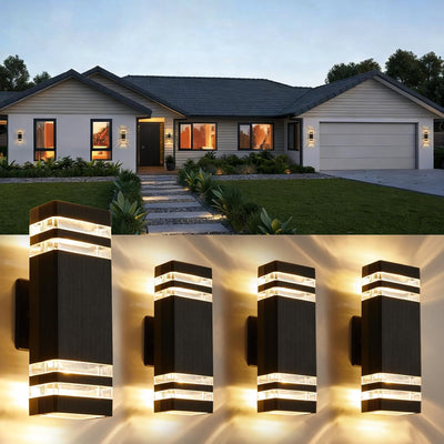 4 Luces LED pared exterior aluminio IP65 para casa puerta