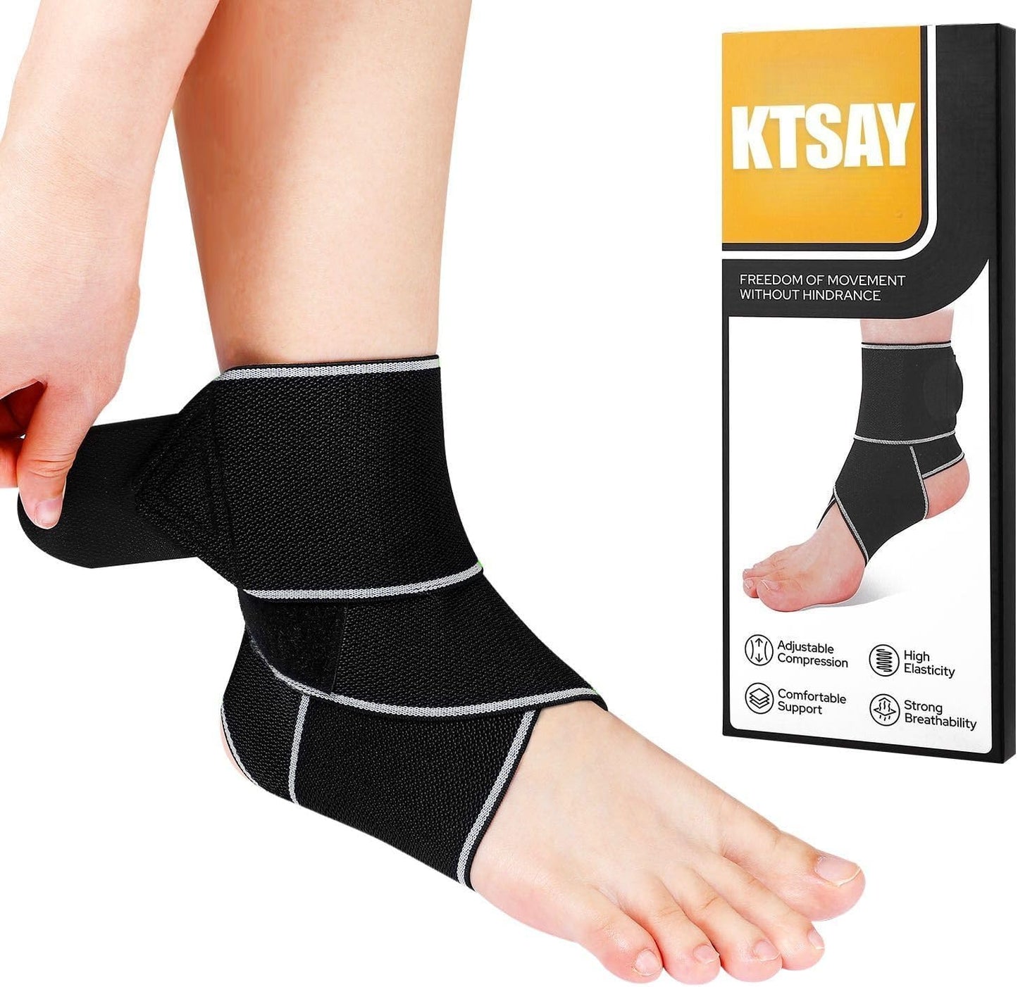 Tobillera compresión ajustable esguince fascitis gris