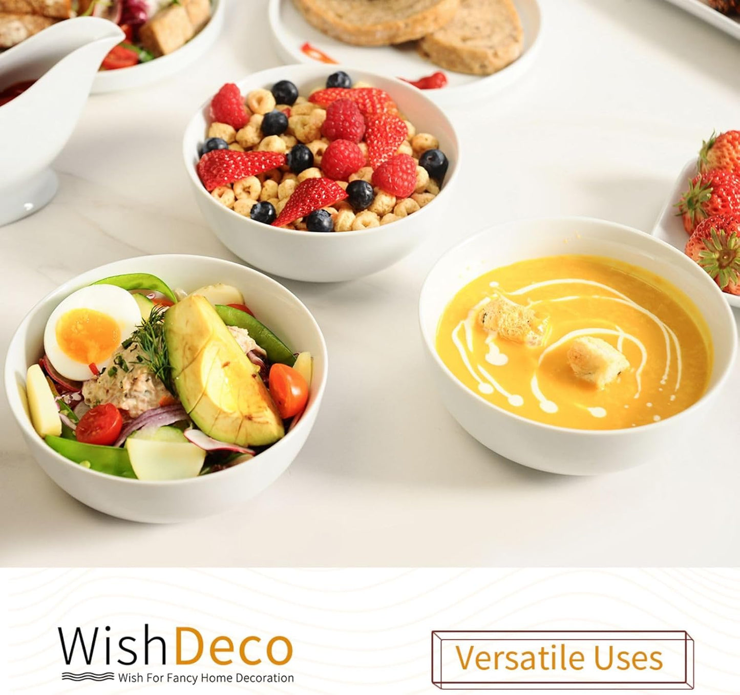 Juego de platos y tazas WishDeco para 4 en blanco